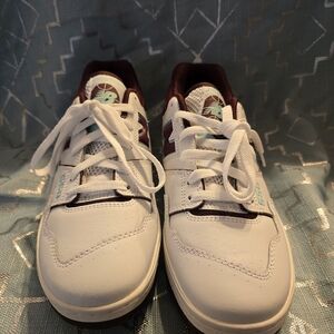 New Balance White and Maroon Athletic Shoes